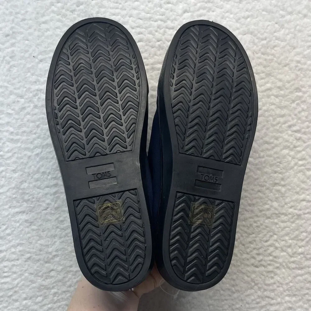 TOMS Sneakers Kids 6Y Navy Suede Lenny Mid Double Strap Preppy Bloke Academia